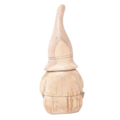 Alternate image for Hand-Carved Gnome Hibiscus Wood Sculpture from Bali Gnome in the Home