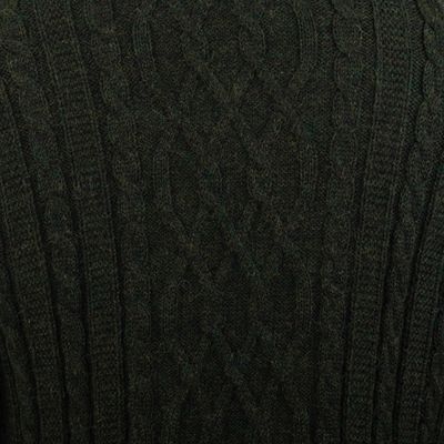 Alternate image for Mens Zip-Neck Alpaca Sweater Woodland Walk in Moss