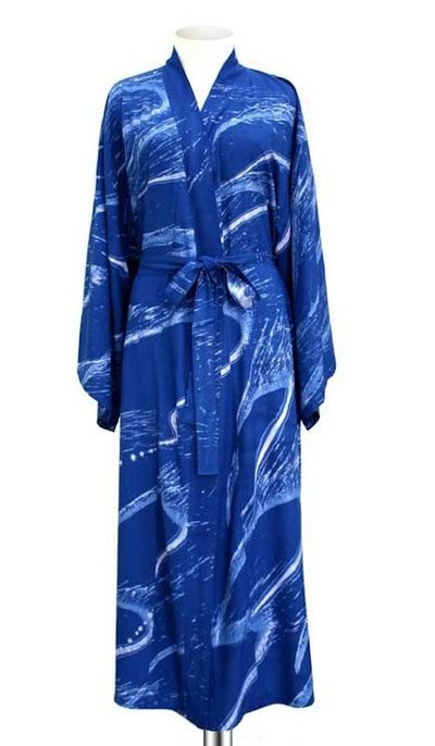 Alternate image for Womens Batik Patterned Robe Sea of Sapphire