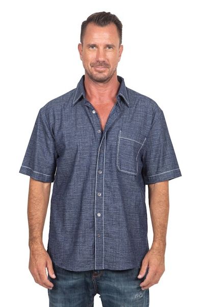 Alternate image for Mens Cotton Denim Casual Shirt Everyday Comfort