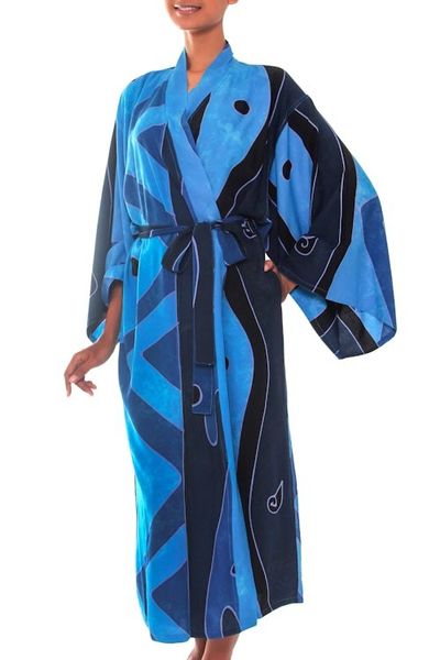 Alternate image for Womens Unique Batik Robe from Indonesia Tropical Sea