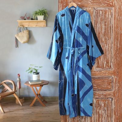 Alternate image for Womens Unique Batik Robe from Indonesia Tropical Sea