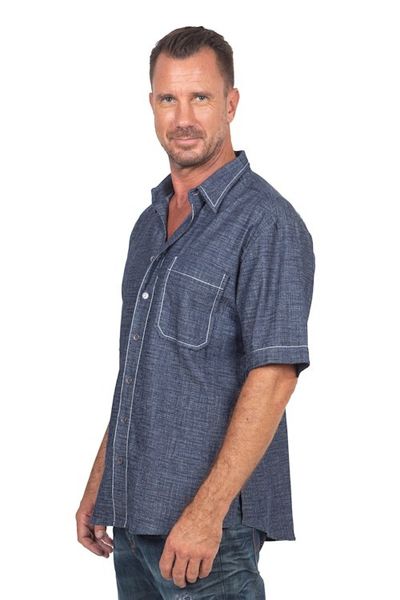 Alternate image for Mens Cotton Denim Casual Shirt Everyday Comfort