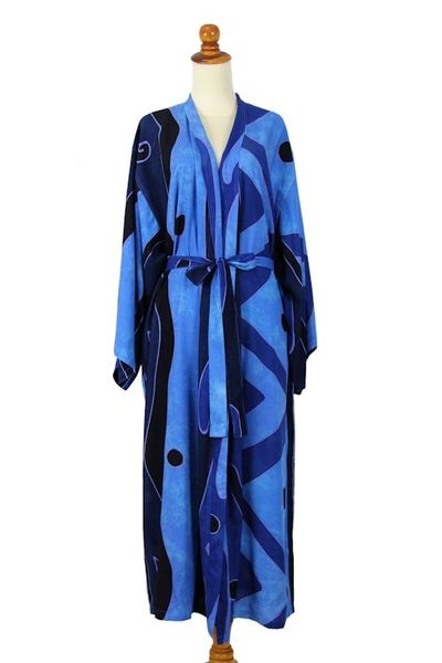 Alternate image for Womens Unique Batik Robe from Indonesia Tropical Sea