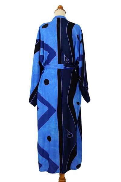 Alternate image for Womens Unique Batik Robe from Indonesia Tropical Sea