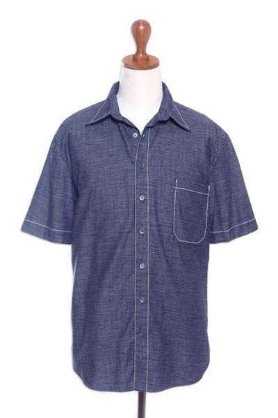 Alternate image for Mens Cotton Denim Casual Shirt Everyday Comfort