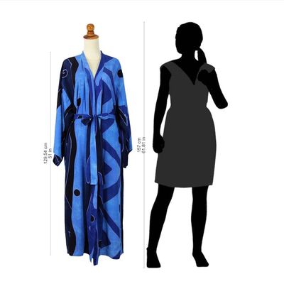 Alternate image for Womens Unique Batik Robe from Indonesia Tropical Sea