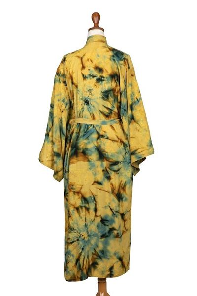 Alternate image for Womens Batik Patterned Robe Golden Firebirds