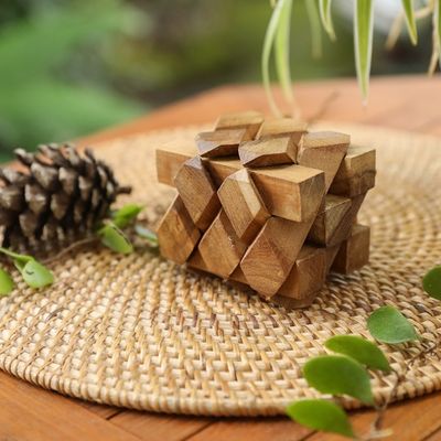 Alternate image for Artisan Crafted Recycled Teak Wood Puzzle from Bali Bizarre