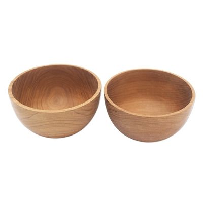 Alternate image for Hand Made Teak Wood Dinner Bowls from Bali Pair Dinner Duo