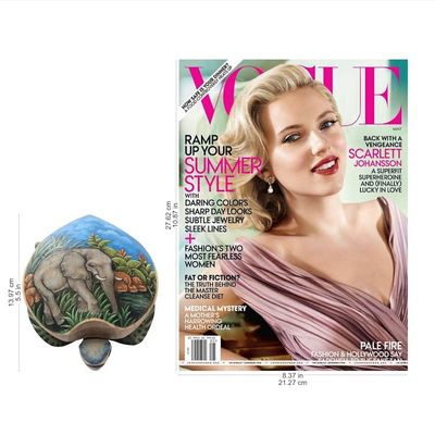 Alternate image for Hand Carved and Painted Turtle Box with Elephant Motif Turtle and Elephant