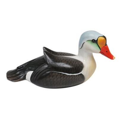 Alternate image for Hand Crafted Suar Wood Duck Statuette King Eider