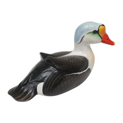 Alternate image for Hand Crafted Suar Wood Duck Statuette King Eider