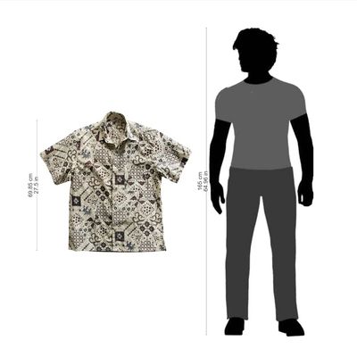 Alternate image for Handmade Mens Cotton Batik Shirt with Balinese Motifs Javanese Batik