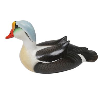 Alternate image for Hand Crafted Suar Wood Duck Statuette King Eider