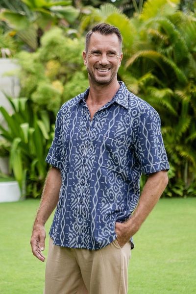 Alternate image for Mens Handmade Cotton Ikat Shirt Best Man