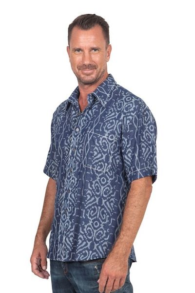 Alternate image for Mens Handmade Cotton Ikat Shirt Best Man