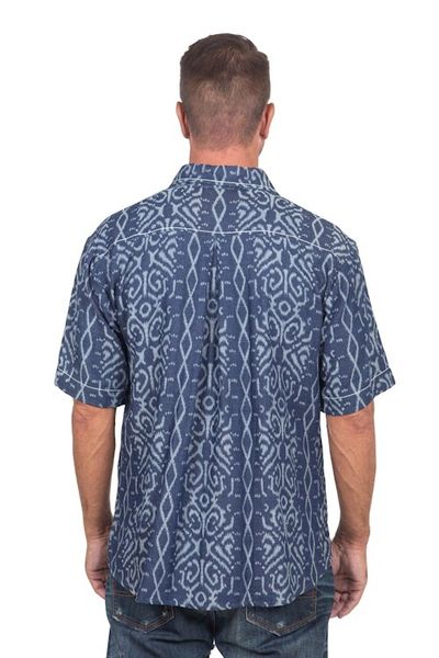Alternate image for Mens Handmade Cotton Ikat Shirt Best Man
