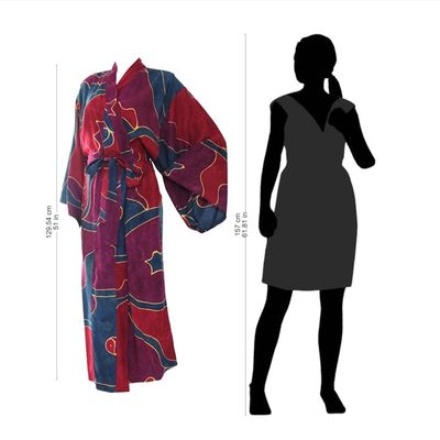 Alternate image for Womens Batik Patterned Robe Exotic Blue