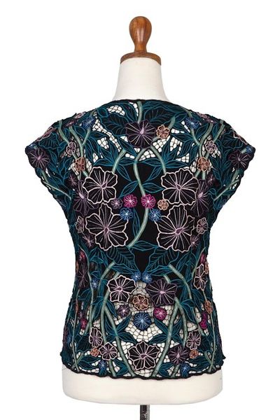 Alternate image for Floral Embroidered Rayon Blouse from Bali Lovely Garden