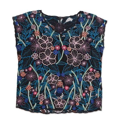 Alternate image for Floral Embroidered Rayon Blouse from Bali Lovely Garden