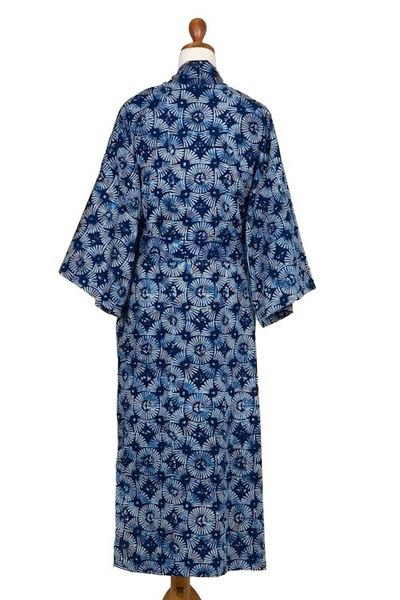 Alternate image for Mens Batik Cotton Robe Midnight Fireworks