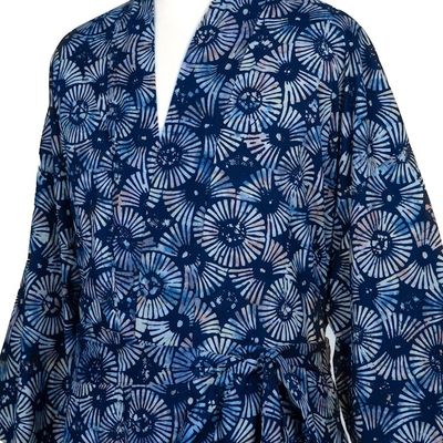 Alternate image for Mens Batik Cotton Robe Midnight Fireworks