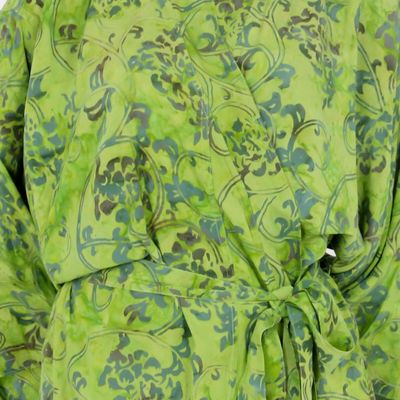 Alternate image for Hand Made Green Batik Robe Emerald Forest