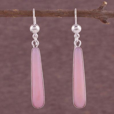 Alternate image for Andean Silver Handcrafted Earrings with Natural Pink Opal Beacons of Light