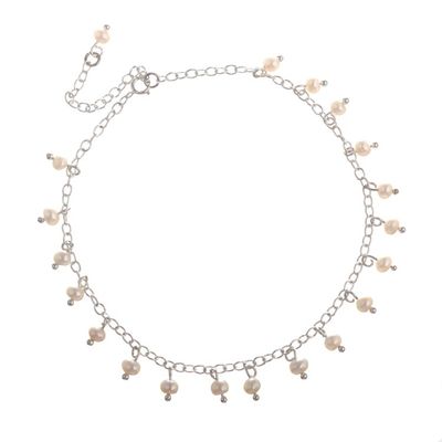 Alternate image for Sterling Silver Charm Anklet with Cream Cultured Pearls Treasures of the Sea