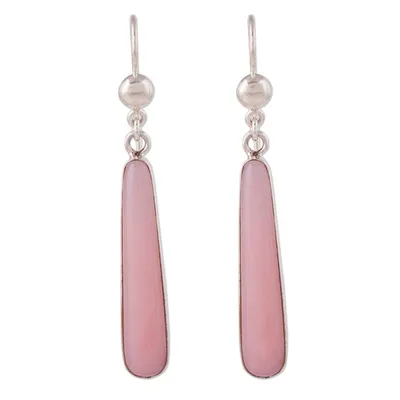 Alternate image for Andean Silver Handcrafted Earrings with Natural Pink Opal Beacons of Light