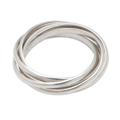 Alternate image for Modern Minimalist Polished Sterling Silver Band Ring Radiant Hoop