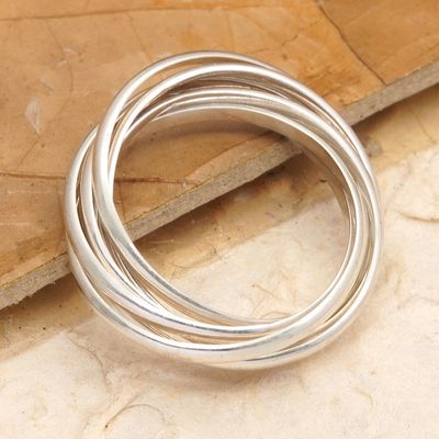 Alternate image for Modern Minimalist Polished Sterling Silver Band Ring Radiant Hoop