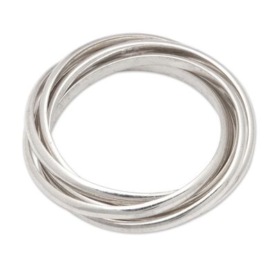 Alternate image for Modern Minimalist Polished Sterling Silver Band Ring Radiant Hoop