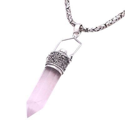 Alternate image for Sterling Silver Amethyst and Clear Quartz Amulet Necklace Precious Amulet