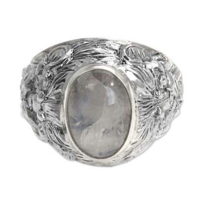 Alternate image for Mens Sterling Silver and Rainbow Moonstone Ring Lions Charisma