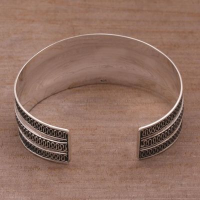 Alternate image for Modern Sterling Silver Cuff Bracelet Balinese Ruffles