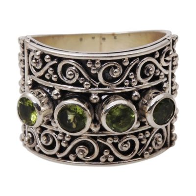 Alternate image for Peridot and 925 Sterling Silver Multi-Stone Ring from Bali Lucky Four