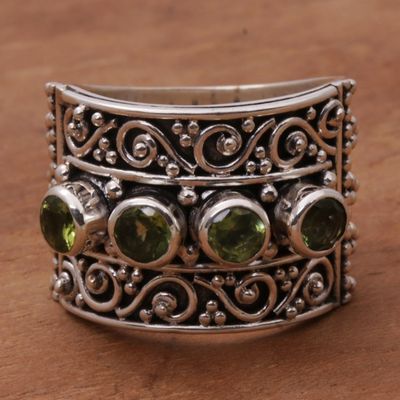 Alternate image for Peridot and 925 Sterling Silver Multi-Stone Ring from Bali Lucky Four