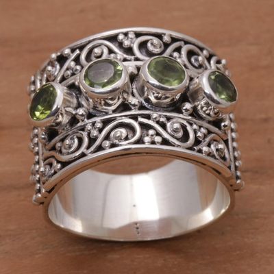 Alternate image for Peridot and 925 Sterling Silver Multi-Stone Ring from Bali Lucky Four