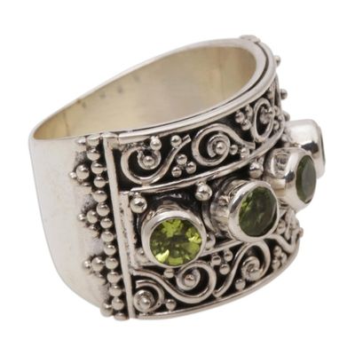 Alternate image for Peridot and 925 Sterling Silver Multi-Stone Ring from Bali Lucky Four