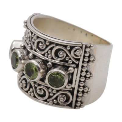 Alternate image for Peridot and 925 Sterling Silver Multi-Stone Ring from Bali Lucky Four