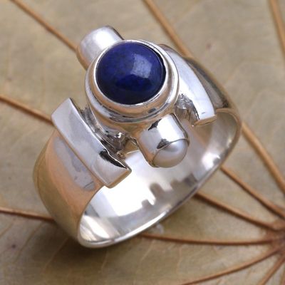 Alternate image for Handcrafted Sterling Silver and Lapis Lazuli Ring Direction