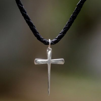 Alternate image for Mens Sterling Silver Cross Necklace Holy Sacrifice
