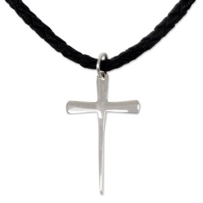 Alternate image for Mens Sterling Silver Cross Necklace Holy Sacrifice