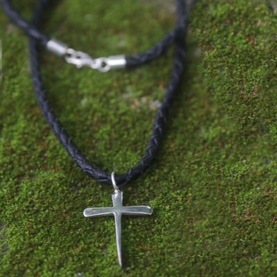 Alternate image for Mens Sterling Silver Cross Necklace Holy Sacrifice