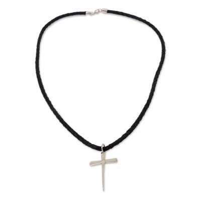 Alternate image for Mens Sterling Silver Cross Necklace Holy Sacrifice