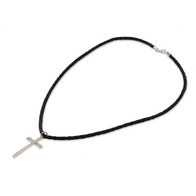 Alternate image for Mens Sterling Silver Cross Necklace Holy Sacrifice