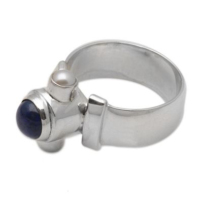 Alternate image for Handcrafted Sterling Silver and Lapis Lazuli Ring Direction