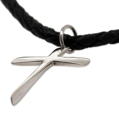 Alternate image for Mens Sterling Silver Cross Necklace Holy Sacrifice